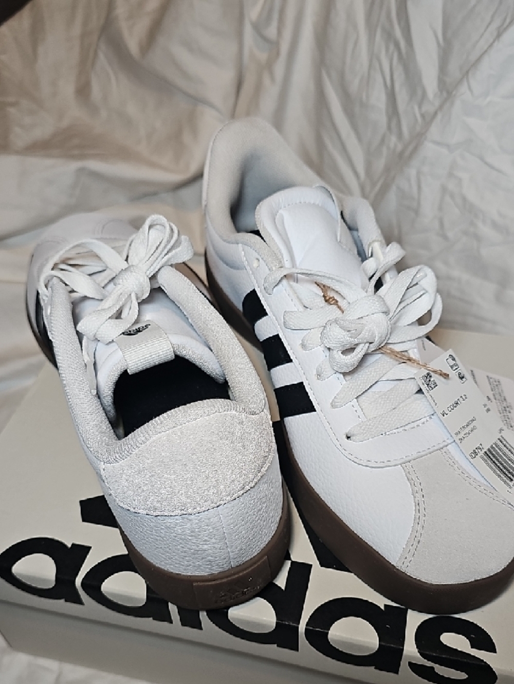 adidas White and Black VL Court 3.0 Sneakers - Picture 4 of 4